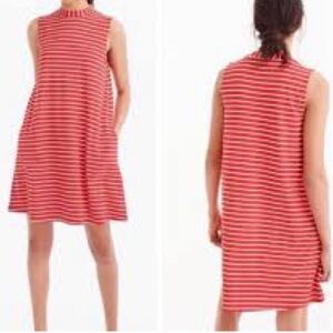 J. Crew red stripe mock neck swing dress